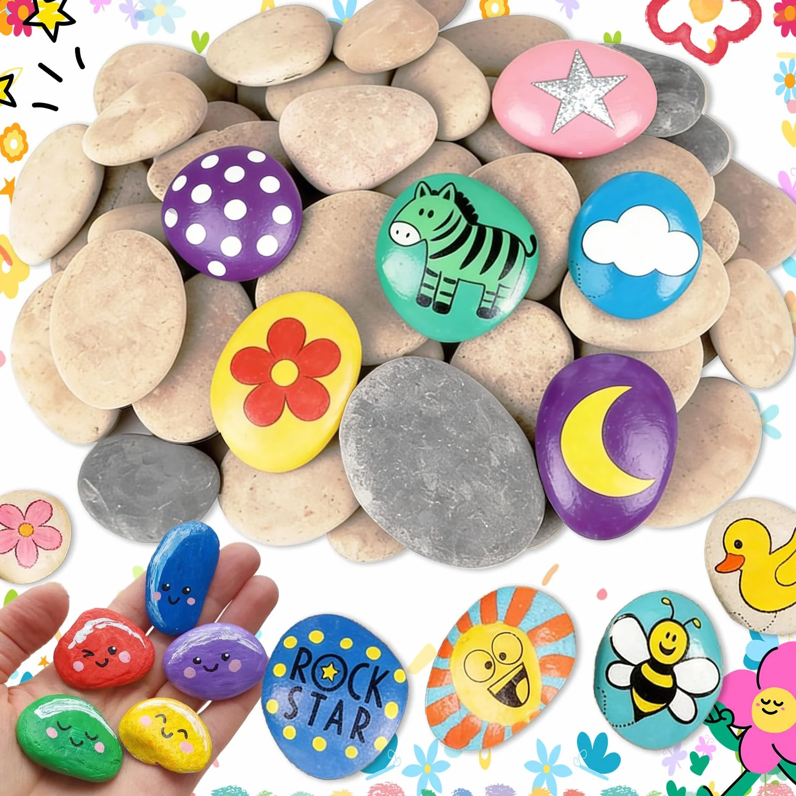25 Pezzi Le Rocce Ciottoli, Rocce Naturali di Disegno, Sassi da dipingere, Decorazioni Pietre Ciottoli, per Pittura Fai da Te, Decorative per Acquario e Giardino