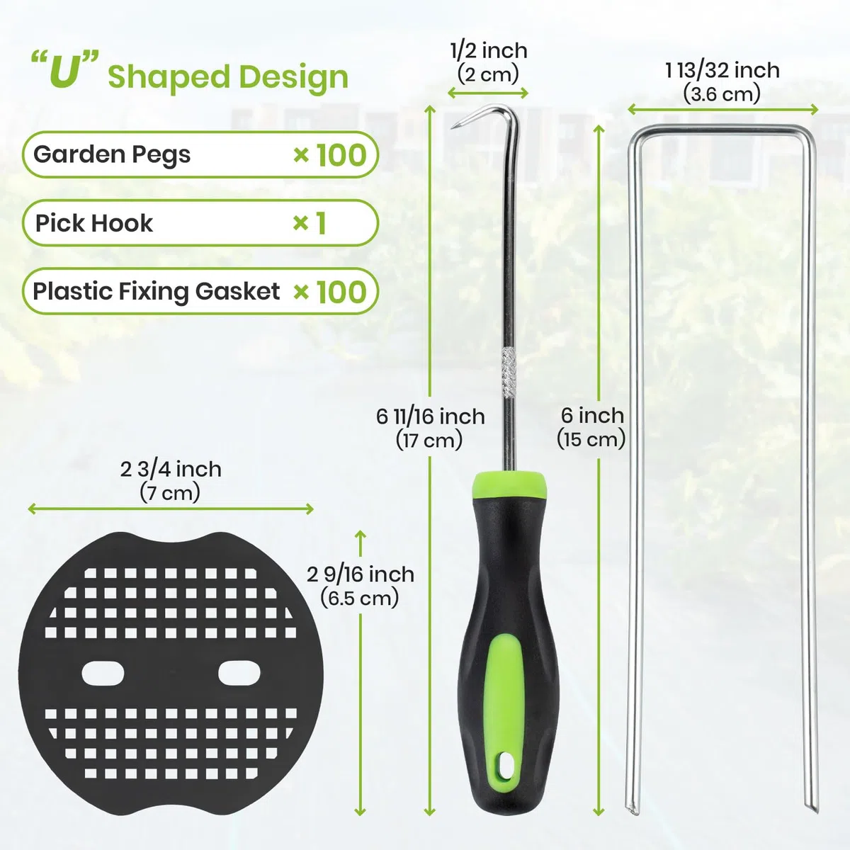 Velway 100 Picchetti Telo Pacciamatura e 100 Rondelle - Antiruggine Picchetti Giardino, Telo Pacciamatura, Erba Artificiale, Fissaggio per Campeggio - 150x36mm Ø 3 mm