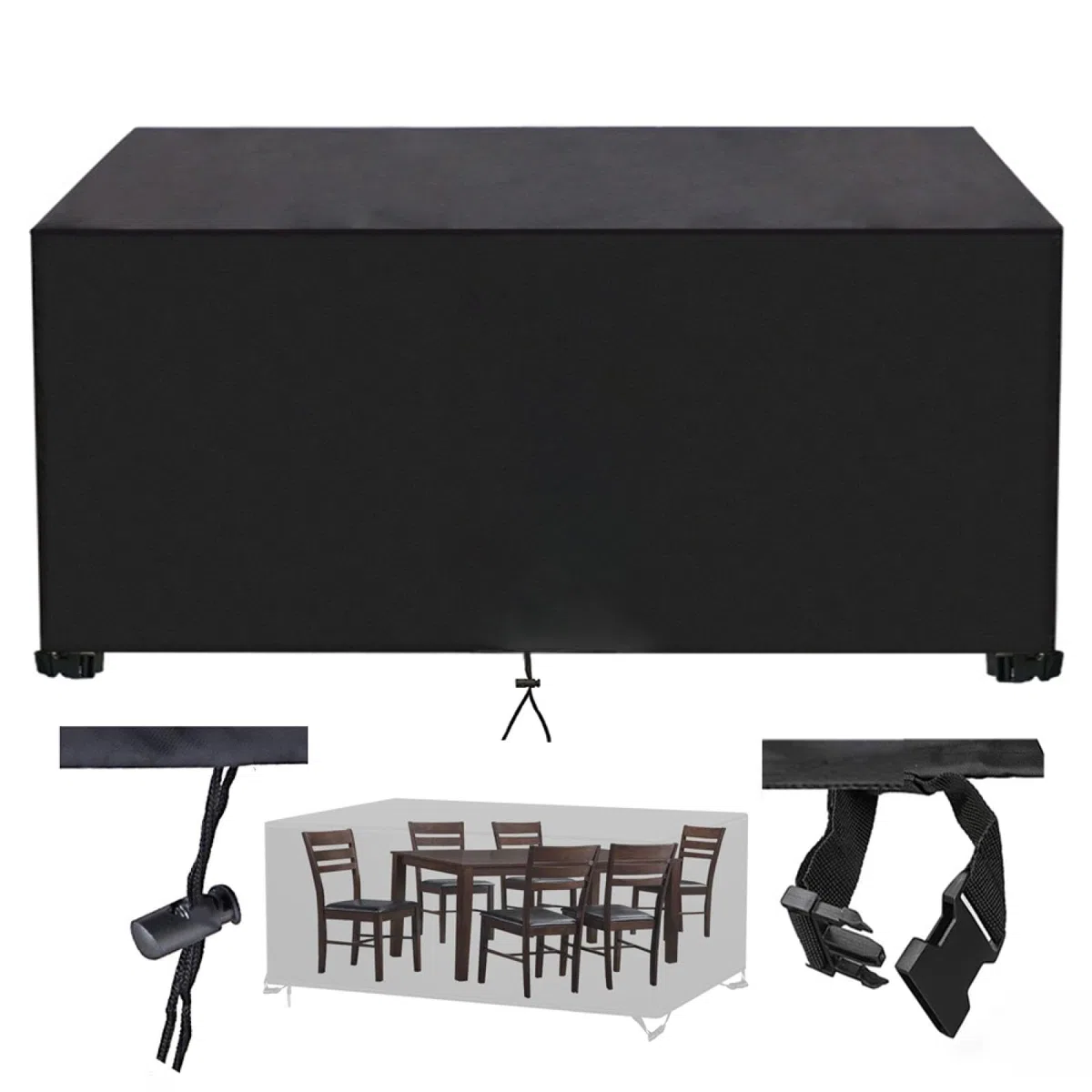 Copertura per Mobili da Giardino, 240x80x70cm/LxWxH Telo Copri Tavolo Esterno Impermeabile 420D Oxford Copertura Tavolo Esterno Impermeabile Rettangolare/Quadrato Telo Esterno - Nero