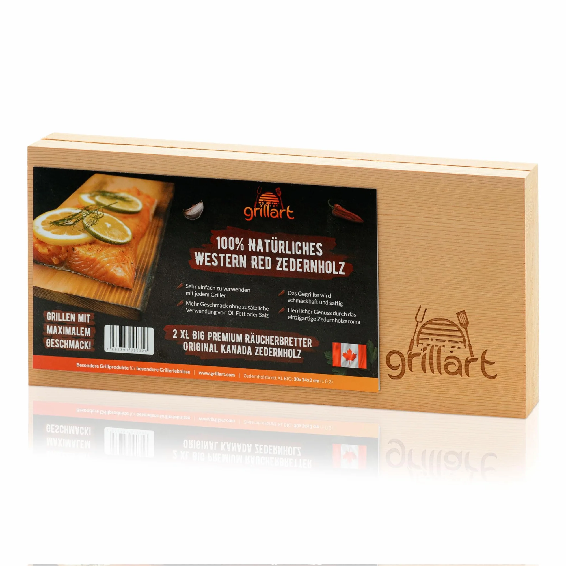 grillart Set di 2 tavole XL da 2 cm di spessore, in legno di cedro per grigliare, in legno di cedro rosso occidentale naturale al 100%, per un gusto speciale alla griglia