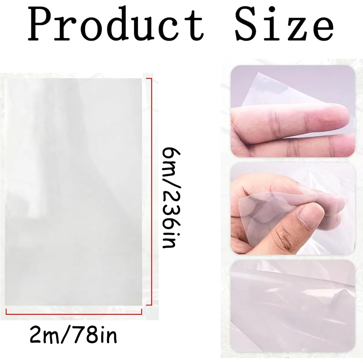 Foglio di plastica trasparente resistente, spesso 2 m x 3 m, in polietilene impermeabile, versatile foglio di plastica trasparente per giardinaggio, agricoltura, pittura, edifici, copertura