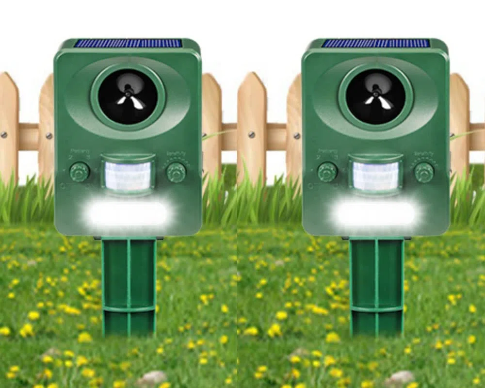 2x Ultrasuoni per Gatti, Dissuasore per Gatti Ultrasuoni, Energia Solare, con Rilevatore Di Movimento & Flash, Fermare Gatti, Scoiattoli, Cani, Volpi e Altri Animali