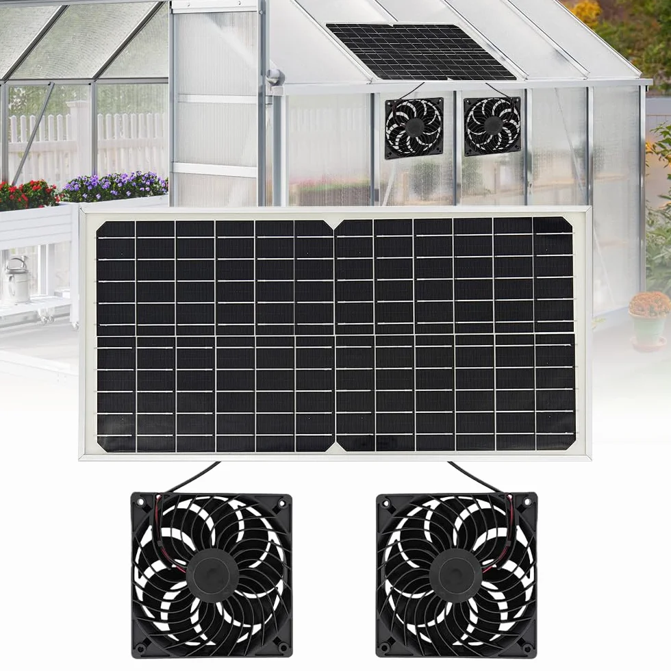ADDLIVE Pannello Solare 16V 16W con Doppio Ventilatore da Esterno - Portatile