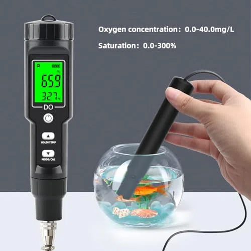 Misuratore di ossigeno disciolto, kit di test dell'acqua Bluetooth con sonda a forma di penna per un monitoraggio accurato, ideale per acquari e acquacoltura