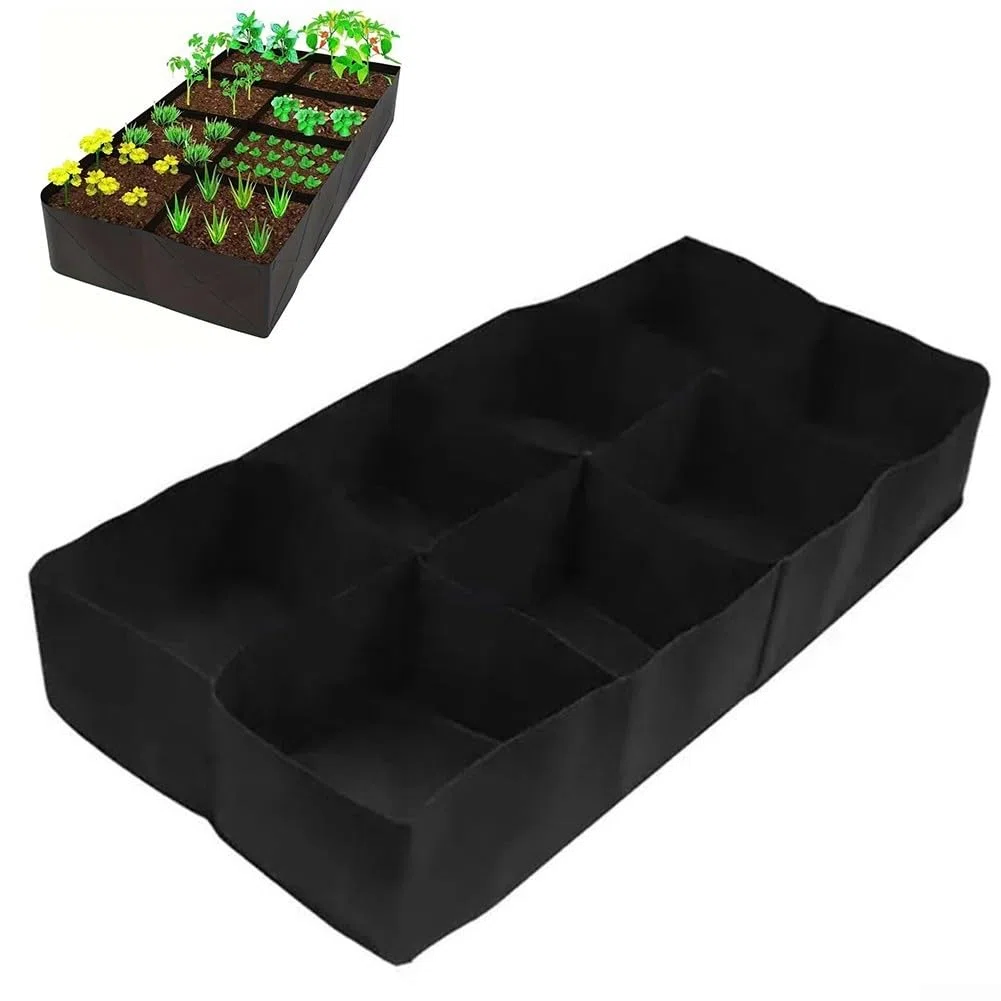 Letto da giardino rialzato in tessuto per esterni, con 8 griglie, ideale per piantare patate, verdure e fiori con ventilazione efficiente (2 pezzi, 120 x 60 x 30)