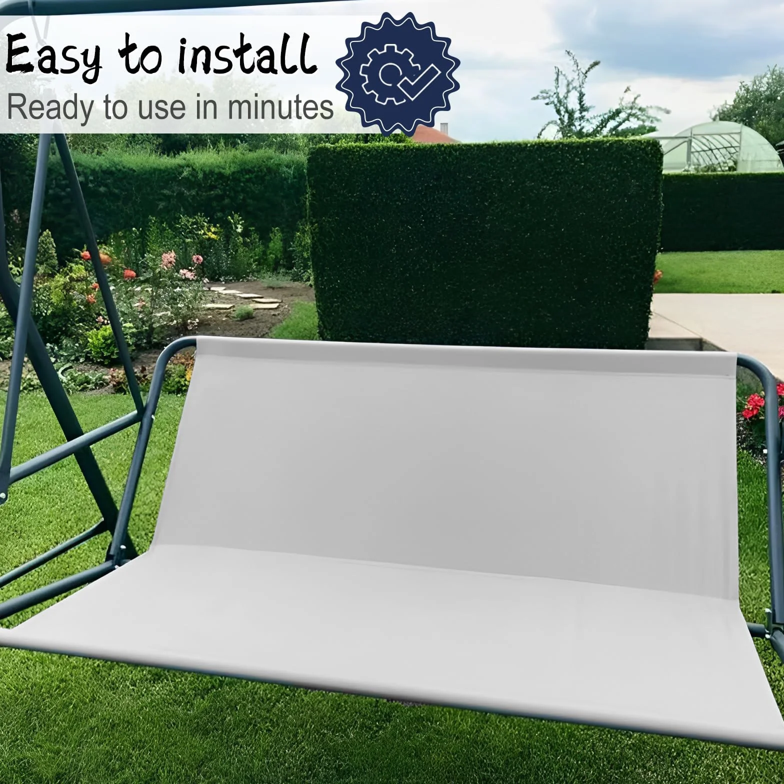 Copri sedia da giardino impermeabile per dondolo Hollywood, rivestimento per sedia da giardino (grigio, 115 x 48 x 48 x 48 cm)