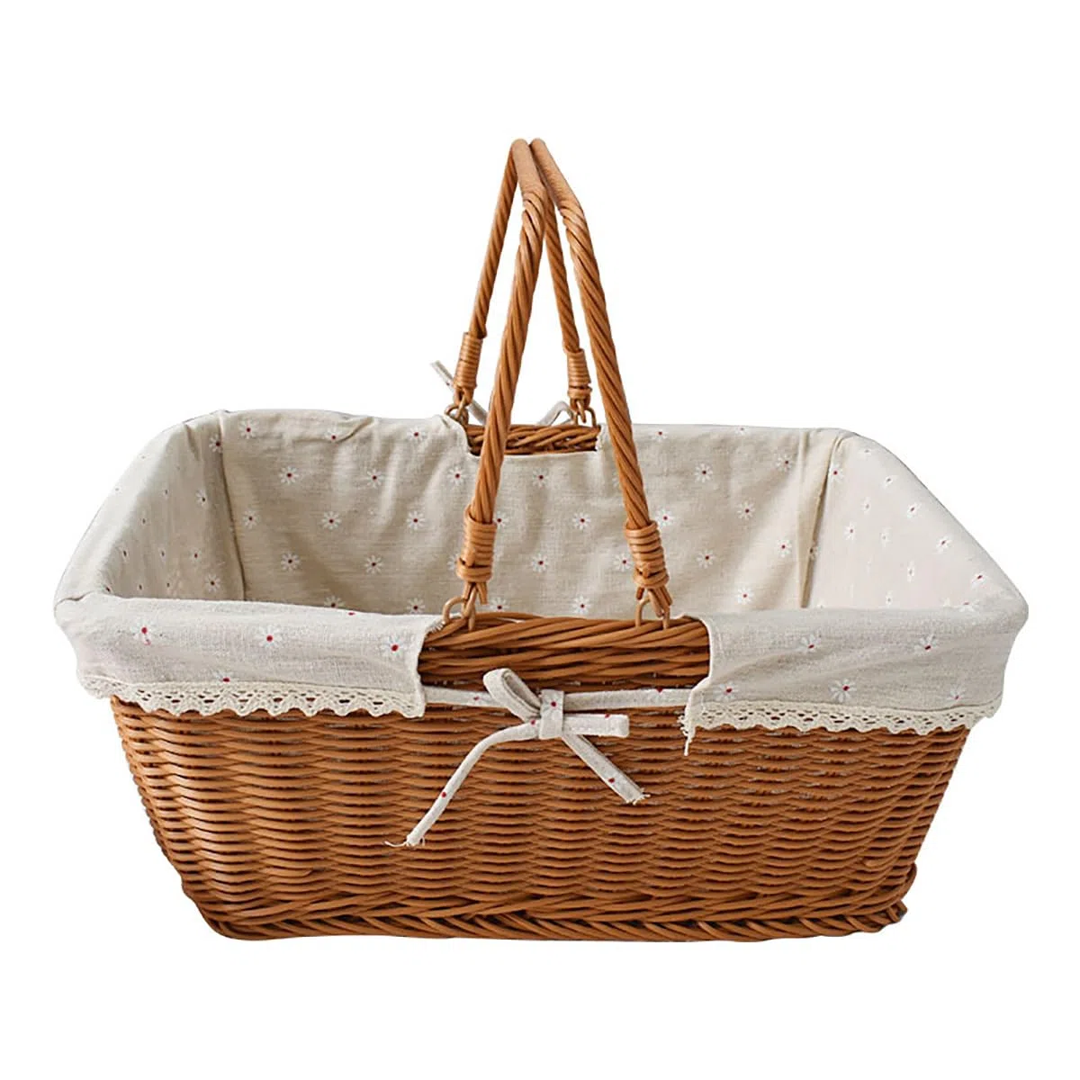 RT&BS Grande Cestino da Picnic in Vimini con Fodera, Cesto Della Spesa in Vimini con Manici, Cestini Pasquali, Cesti Riutilizzabili Intrecciati a Mano per Picnic, Spesa, Conservazione, Raccolta (G)