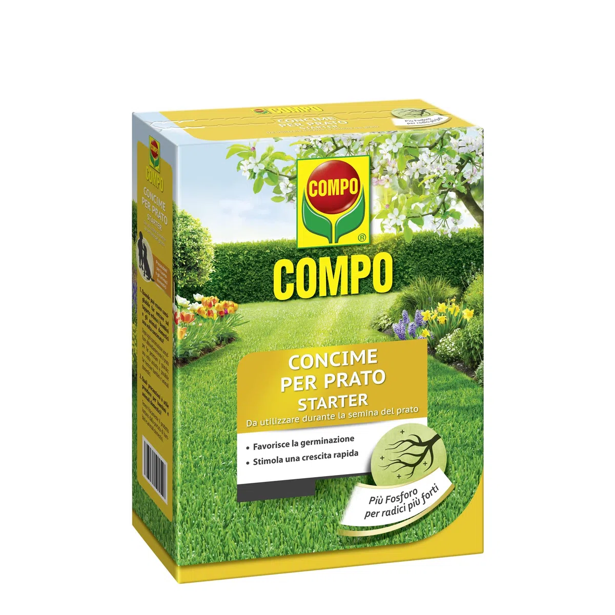 COMPO Concime per Prato Starter, Per la Semina e la Rigenerazione di Tappeti Erbosi, Per Radici Più Forti, 2,5 kg