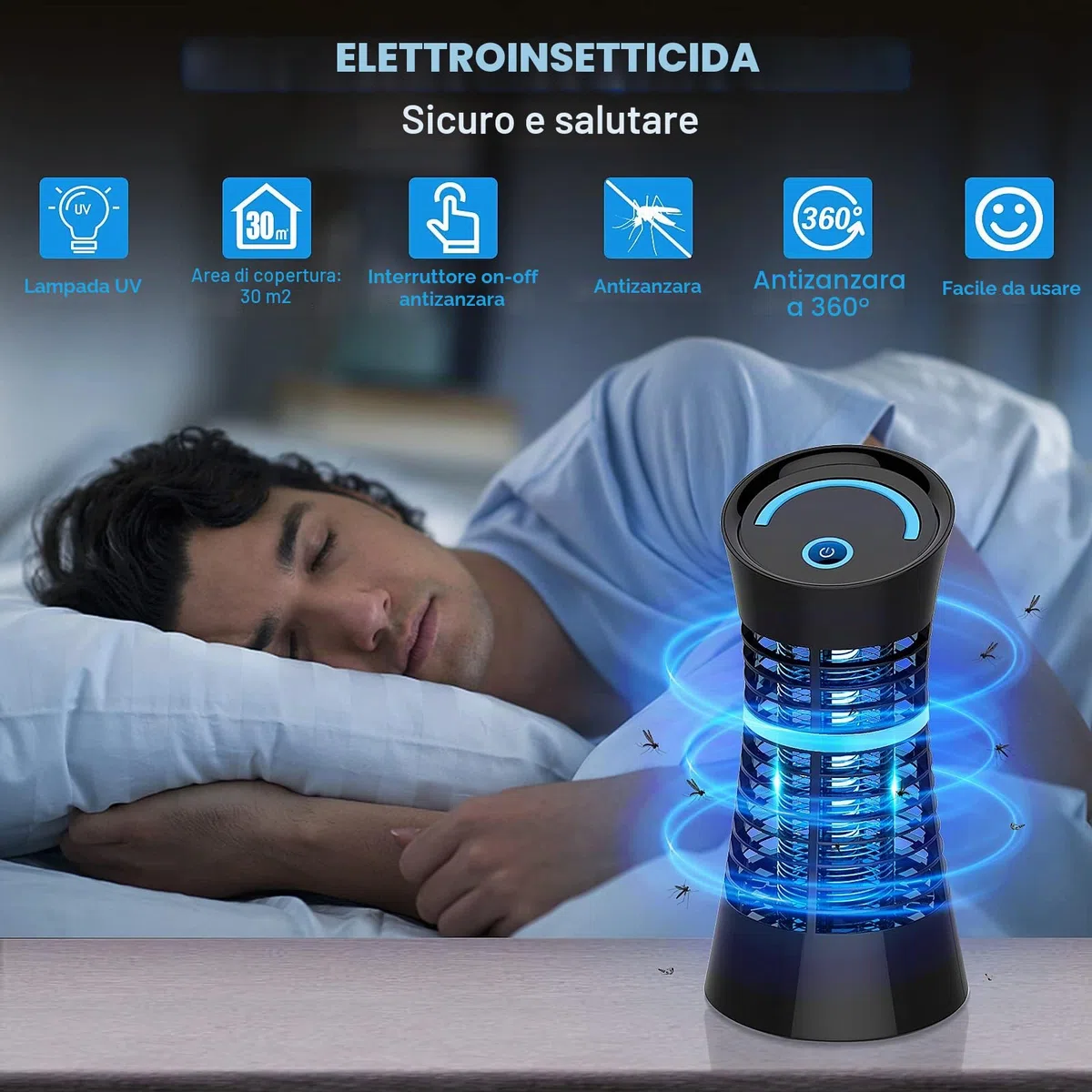 Lampada Antizanzare Elettrica - Ammazza Mosche 4W UV Professionale, Sterminatore di Insetti, Moscerini e Tarme per Interno (Casa, Cucina, Camera da Letto), Esterno e Veranda