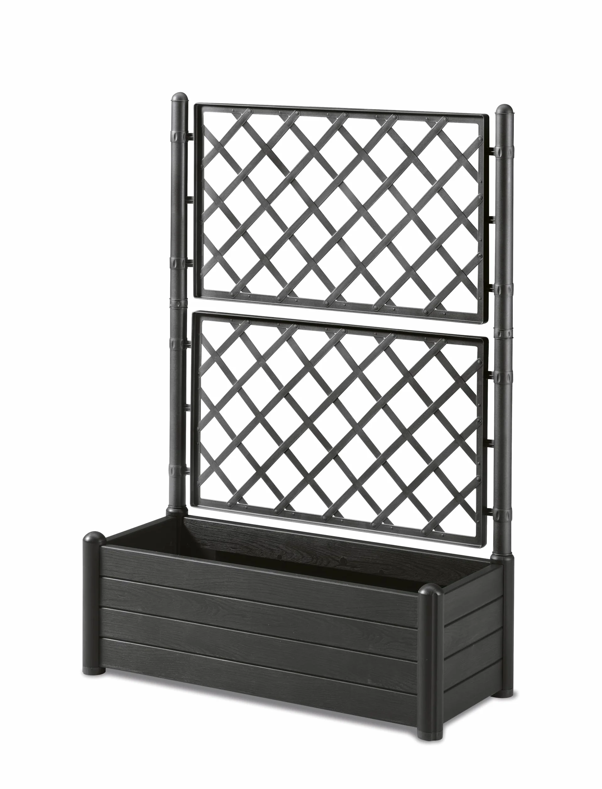 STEFANPLAST Bac a fleurs rectangulaire avec treillis - Finition en bois - 100 x 43 x H 142 cm - 80 L - graphite