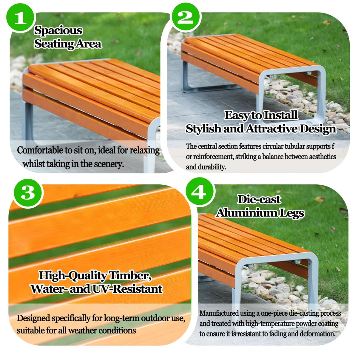 Panchina da esterno resistente alle intemperie 2 3 posti 120 cm sedile da giardino facile da montare patio pelliccia blu Loveseat per terrazza e Ln perfetta per rilassarsi all'aperto