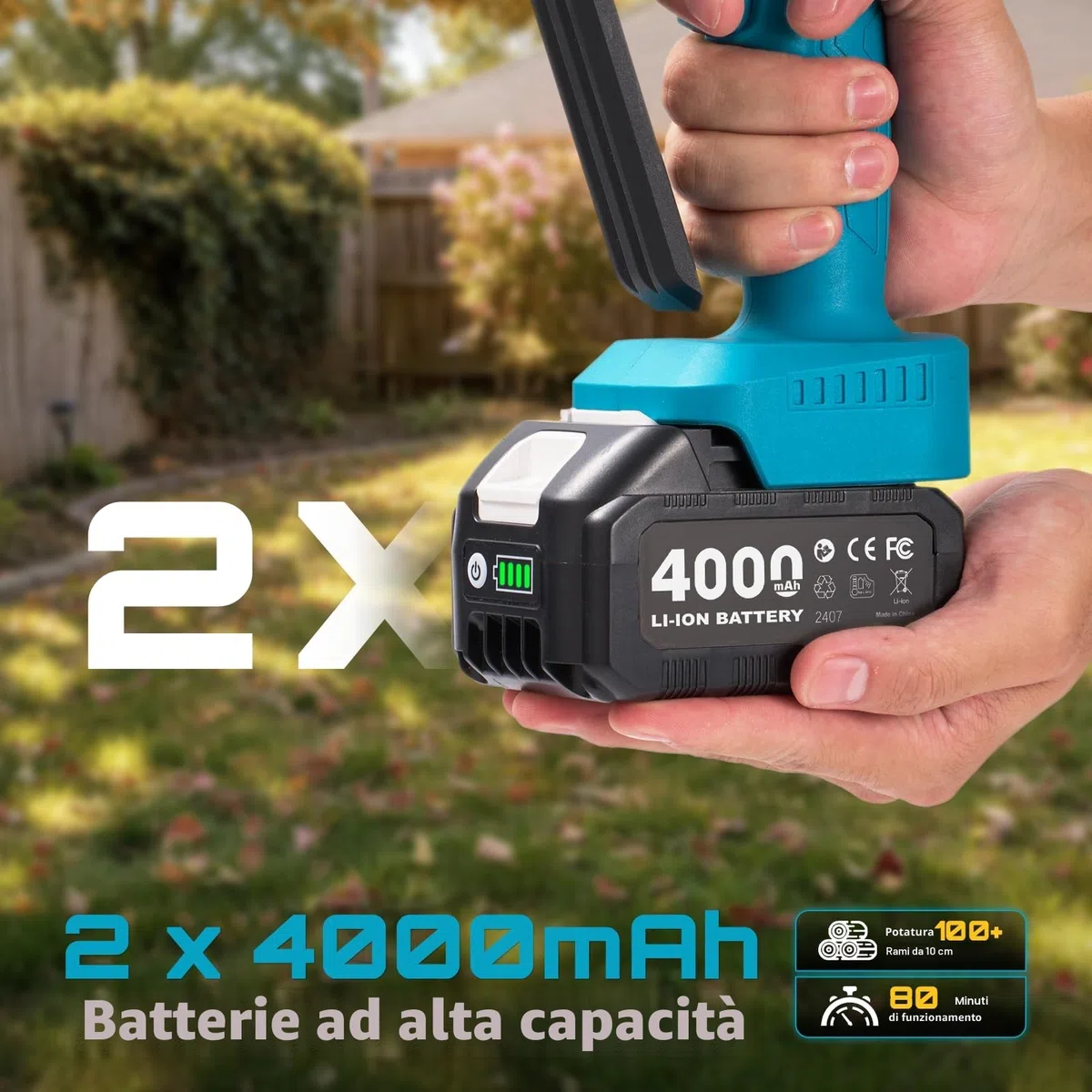 SEESII Mini Motosega a Batteria da 6 Pollici con Batterie 2x4.0Ah | Motosega Elettrica Leggera con Lubrificazione Automatica e maniglia, Perfetta per Giardinaggio, Taglio Legna e Campeggio