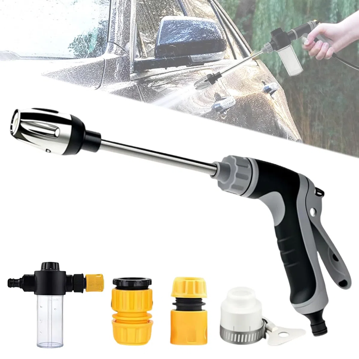 Pistola ad alta pressione Power Jet, Pistola Irrigazione Giardino, Idropulitrice a batteria, Idropulitrice portatile, Idropulitrice ad acqua Powerjet, per lavaggio auto, giardino e terrazza