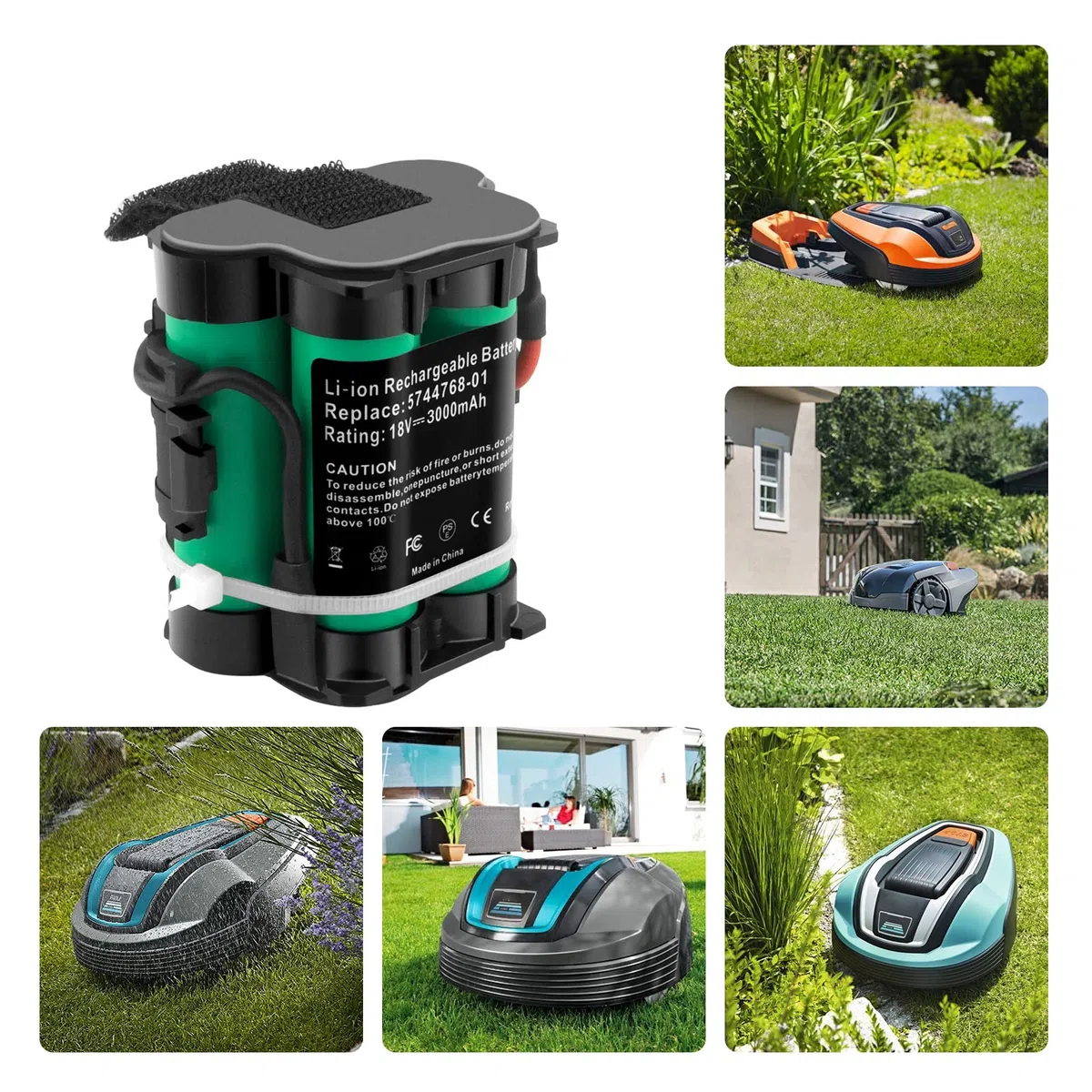 18V 3,0Ah Batteria di Ricambio per Gardena R38Li, R40Li, R45Li, R50Li, R70Li, R75Li, R80Li, 124562