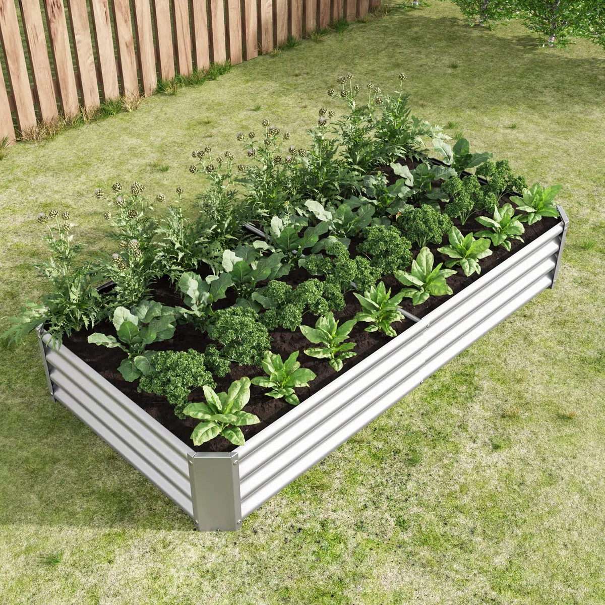 Gecheer Aiuola Rialzata, Letto da Semina in Giardino Lamiera Acciaio Robusta, Struttura Stabile Kit Senza Base, 180x91x30 cm, per Verdure Erbe Aromatiche Fiori Sistema Coltivazione Orto Domestico