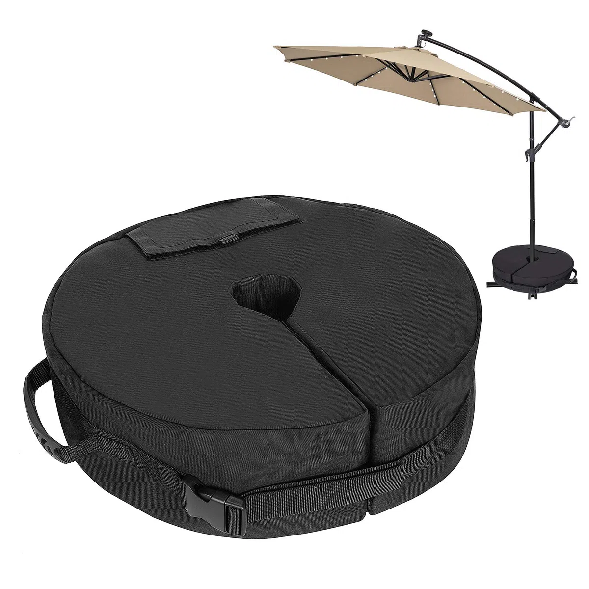 Base per Ombrellone - Resistente Supporto a Croce a Sbalzo Fino a 40 kg, Extra Sacchi di Sabbia Ponderati per Giardino all'Aperto