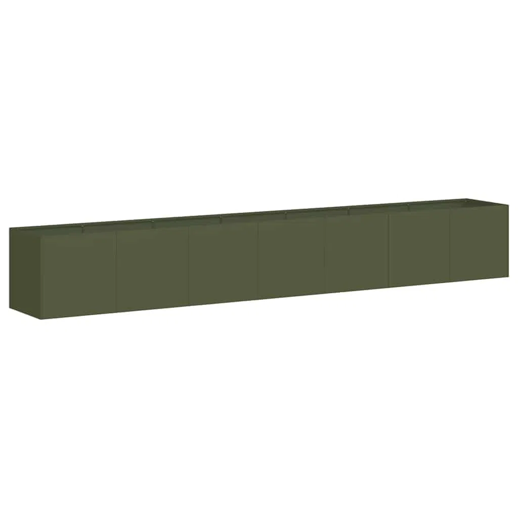 Giardino Verde Oliva 280x40x40 cm Acciaio Lamine a Freddo | Supporto interno rinforzato, fondo aperto per drenaggio, per giardino balcone patio
