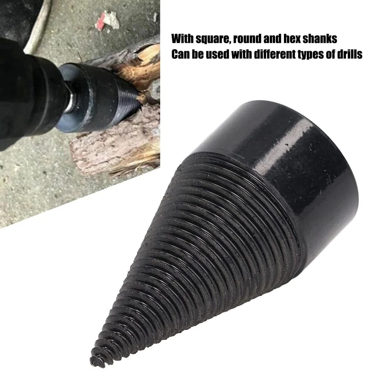 Punte Trapano per Spaccalegna, 4 Pezzi 64 Mm Set di Punte Trapano per Spaccalegna Trapano Avvitatore a Cono Punta per Legna Ardere Cono per Spaccare il Legno Trapano per(50mm / 1.97in)
