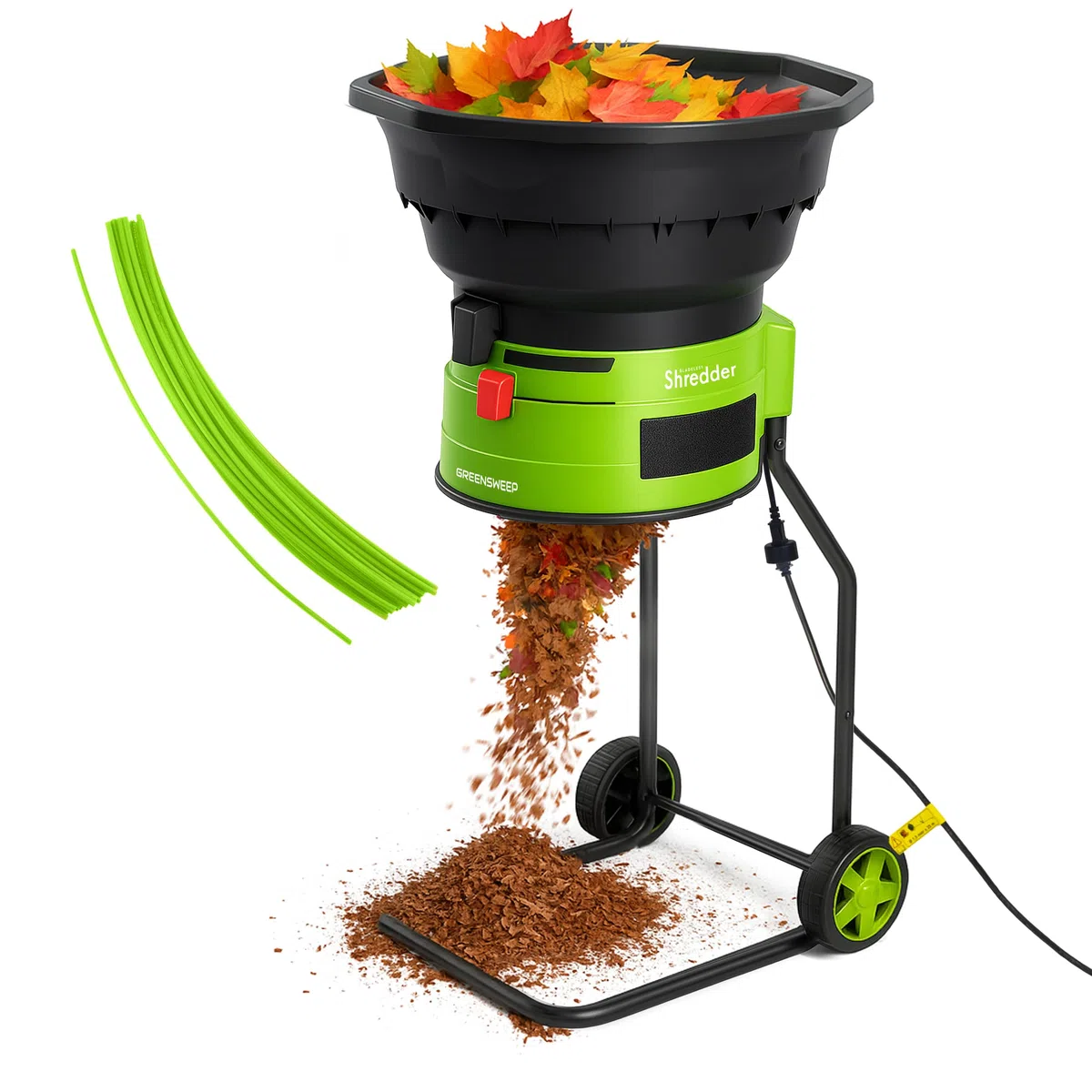 GreenSweep XL trinciafoglie e pacciamatore senza lama | Potente motore da 15 Amp, 9.000RPM per rapporto di riduzione 18:1