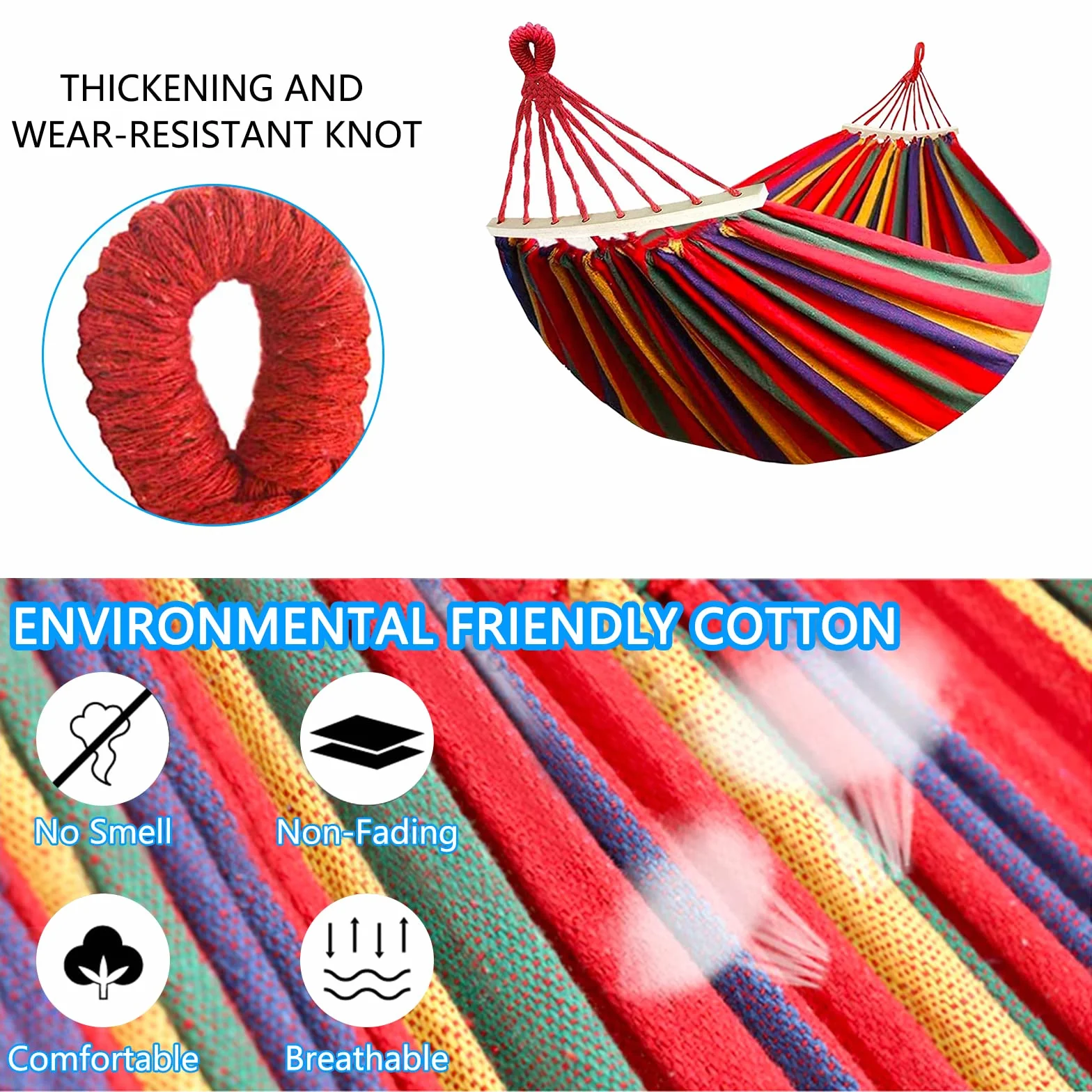 Amaca per esterni, in cotone, 190 x 150 cm, per campeggio, portata fino a 150 kg, per esterni, portatile, traspirante, con borsa per il trasporto, per campeggio, giardino, terrazza