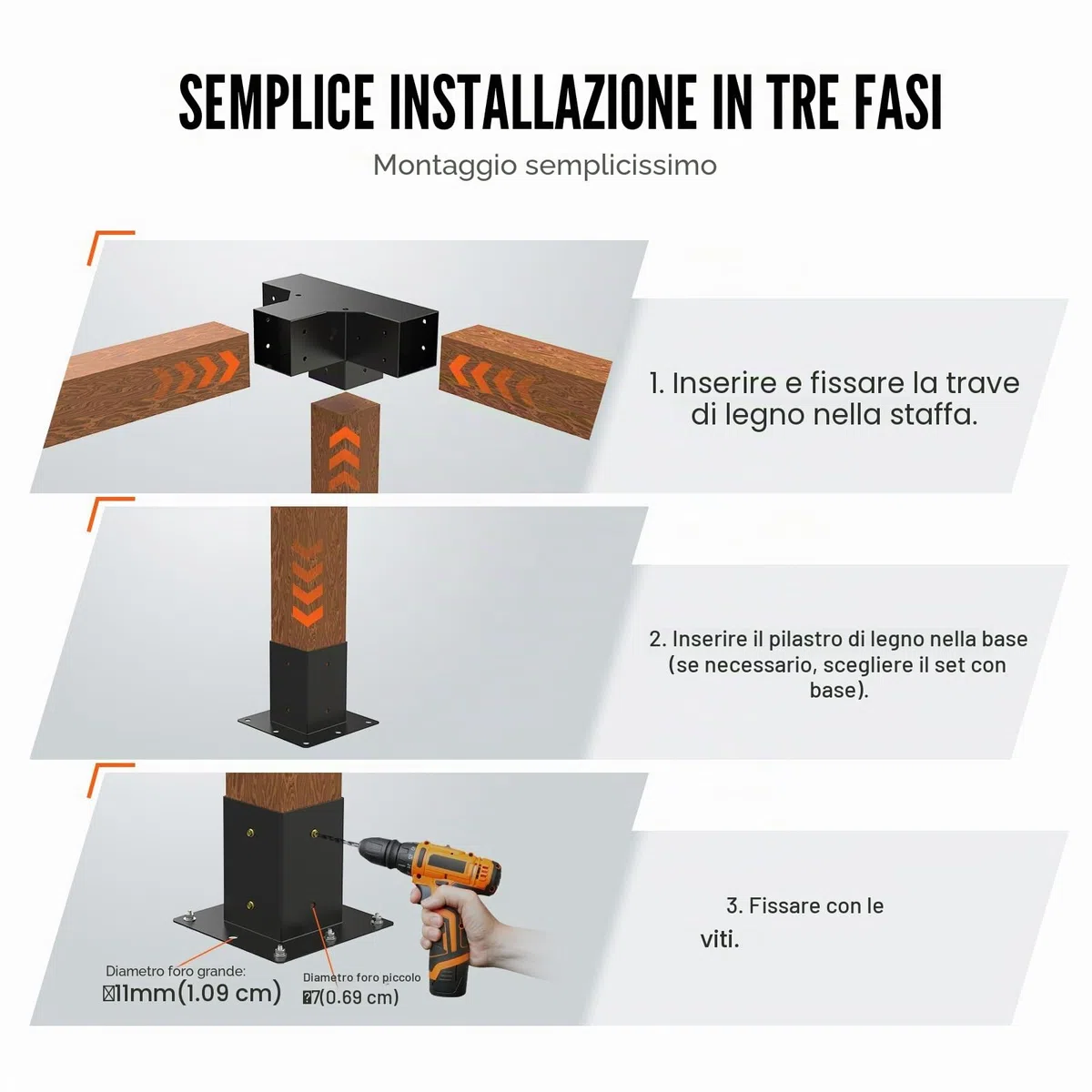 VEVOR Kit Staffe per Pergola 10x10 cm Supporto per Pali in Legno da Carpenteria 2 Staffe Angolari a 4 Vie Kit per Travi Fai da Te per Gazebo, Pergolati da Patio, Cabine, Kit Staffe per Pergola 2 pz