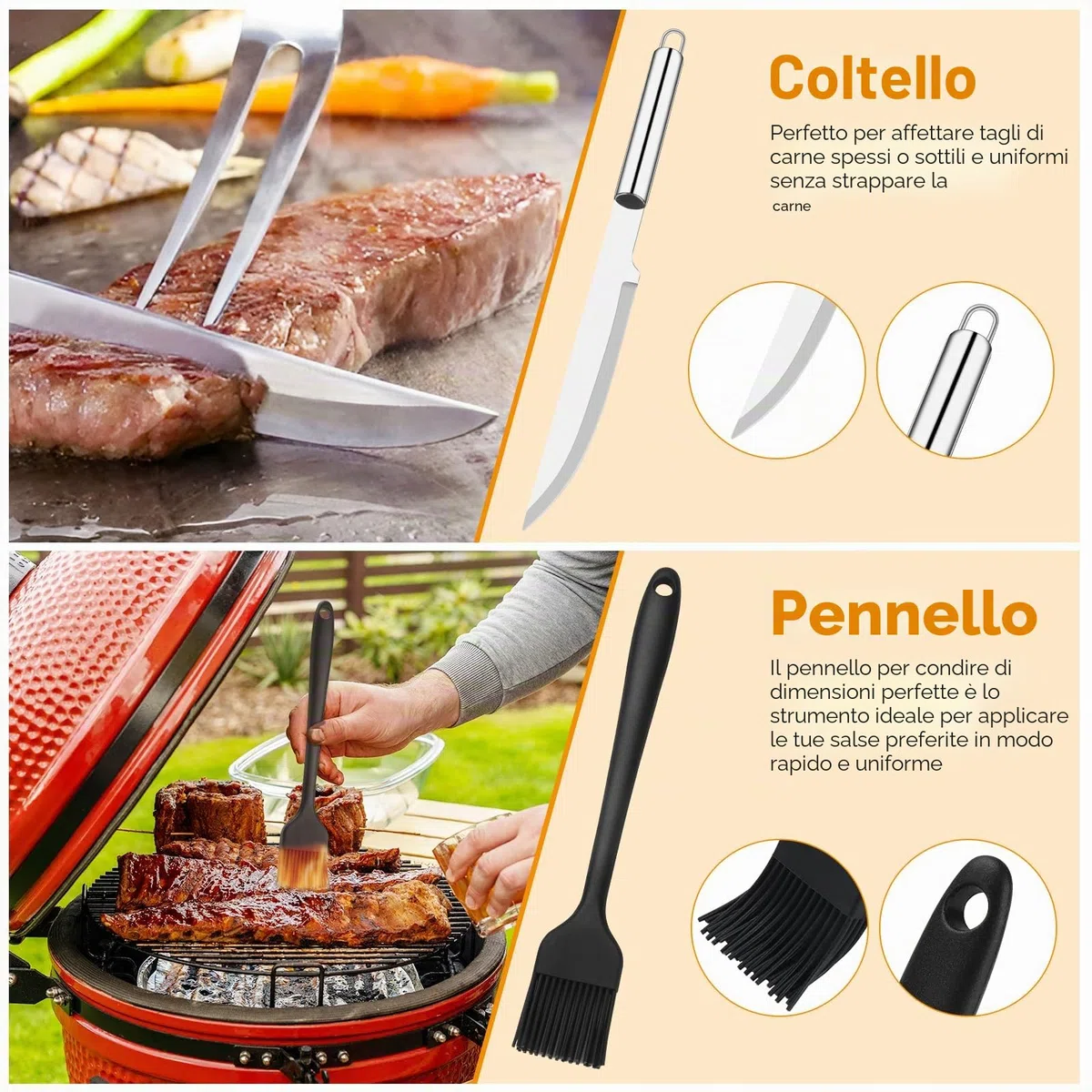 15Pcs Kit Barbecue,Set Barbecue Professionale In Acciaio Inox,Pratico Set Utensili Barbecue Attrezzi Con Borsa Portatile,Set Barbecue Accessori Regalo Uomo Cortile Campeggio All'aperto Cucina Picnic