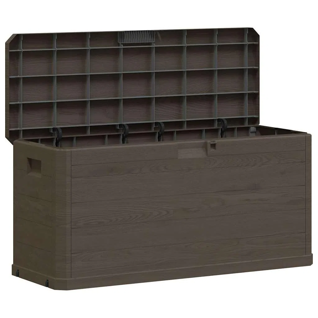 Baule Giardino Esterno 117x45x56 cm Impermeabile in Plastica - Cassone, Cassapanca, Panca, Contenitore Cassa Per Esterno - Marrone