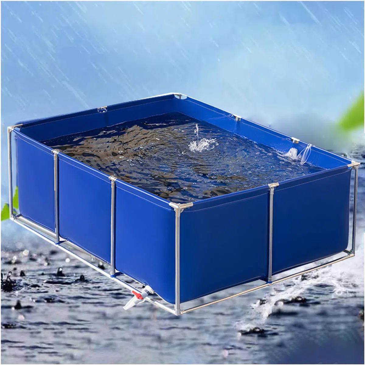 Stagno pieghevole per acqua Sto, serbatoio Koi Bing, stagno di pesce pesante con supporto, piscina fuori terra, fodera per stagno di pesci in tela