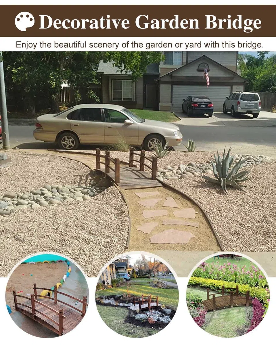 Ponte da giardino all'aperto, passaggio pedonale ad arco per prato e stagno, migliora la progettazione del paesaggio
