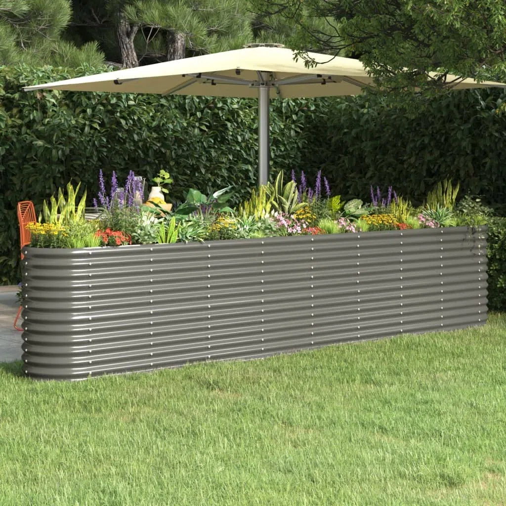 vidaXL Letto Giardino Acciaio Zincato 332x40x68 cm Grigio