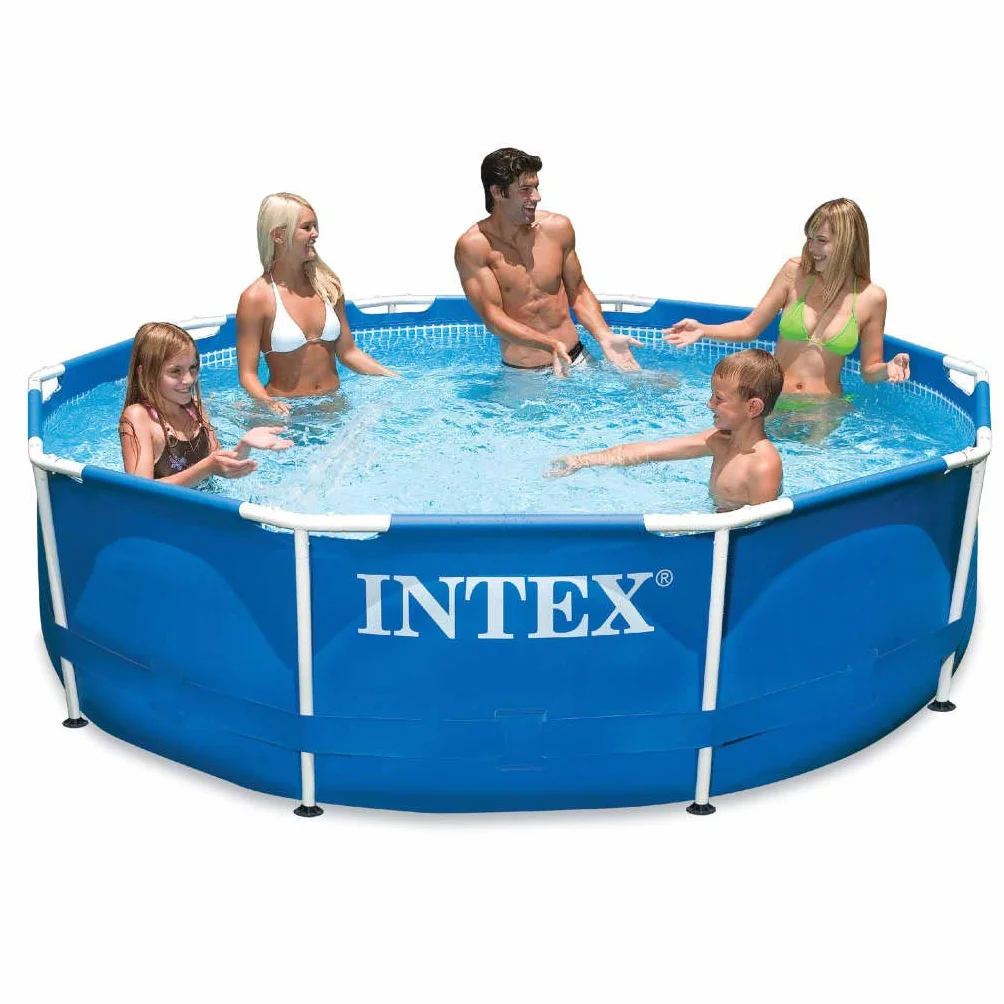 Intex 28202UK – Piscina Fuori Terra Metal Frame Rotonda, Pompa Filtro 1250 L/h, 4485 L, Acciaio e PVC, Blu, 305x76 cm