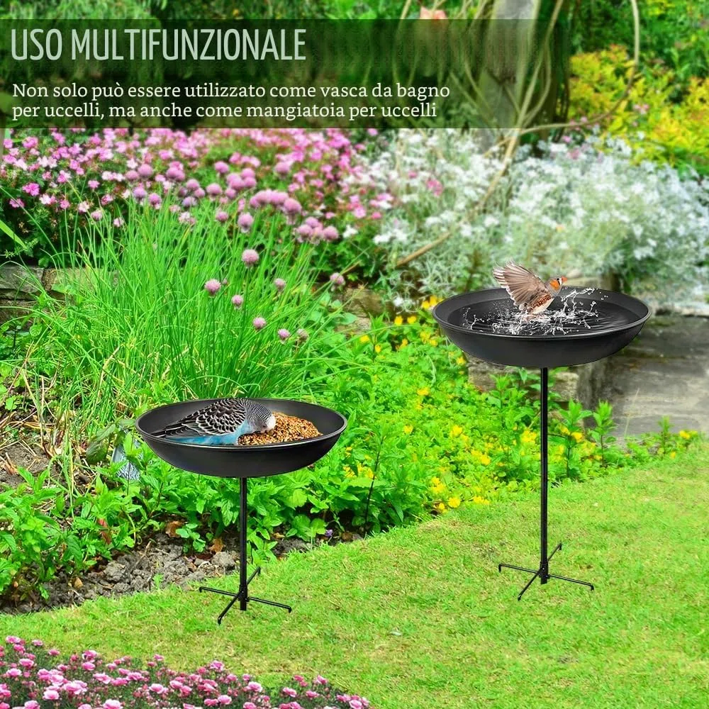 Vasca per uccelli da giardino, tavoli per uccelli per il giardino, autoportante, resistente, stazione di alimentazione per uccelli staccabile con robusto paletto in metallo, mangiatoie per uccelli in