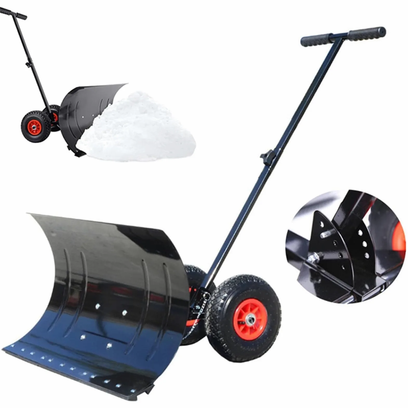 Pala da neve manuale con lama extra larga da 74 cm, regolabile in altezza in 5 posizioni, ideale per vialetto, pavimentazione, giardino e prato