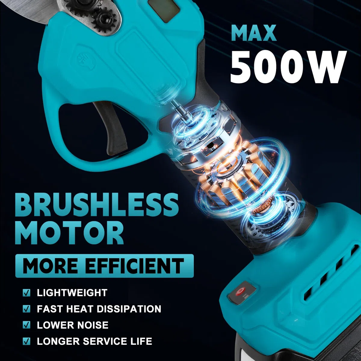 Forbici Potatura a batteria Elettriche compatibile con Makita 18 V (Nessuna batteria), 45 mm Diametro di apertura, Trincia Rami Cesoie Progressivo Elettriche portatile Motore brushless per alberi | 45 mm Secatore a batteria professionale per giardino con