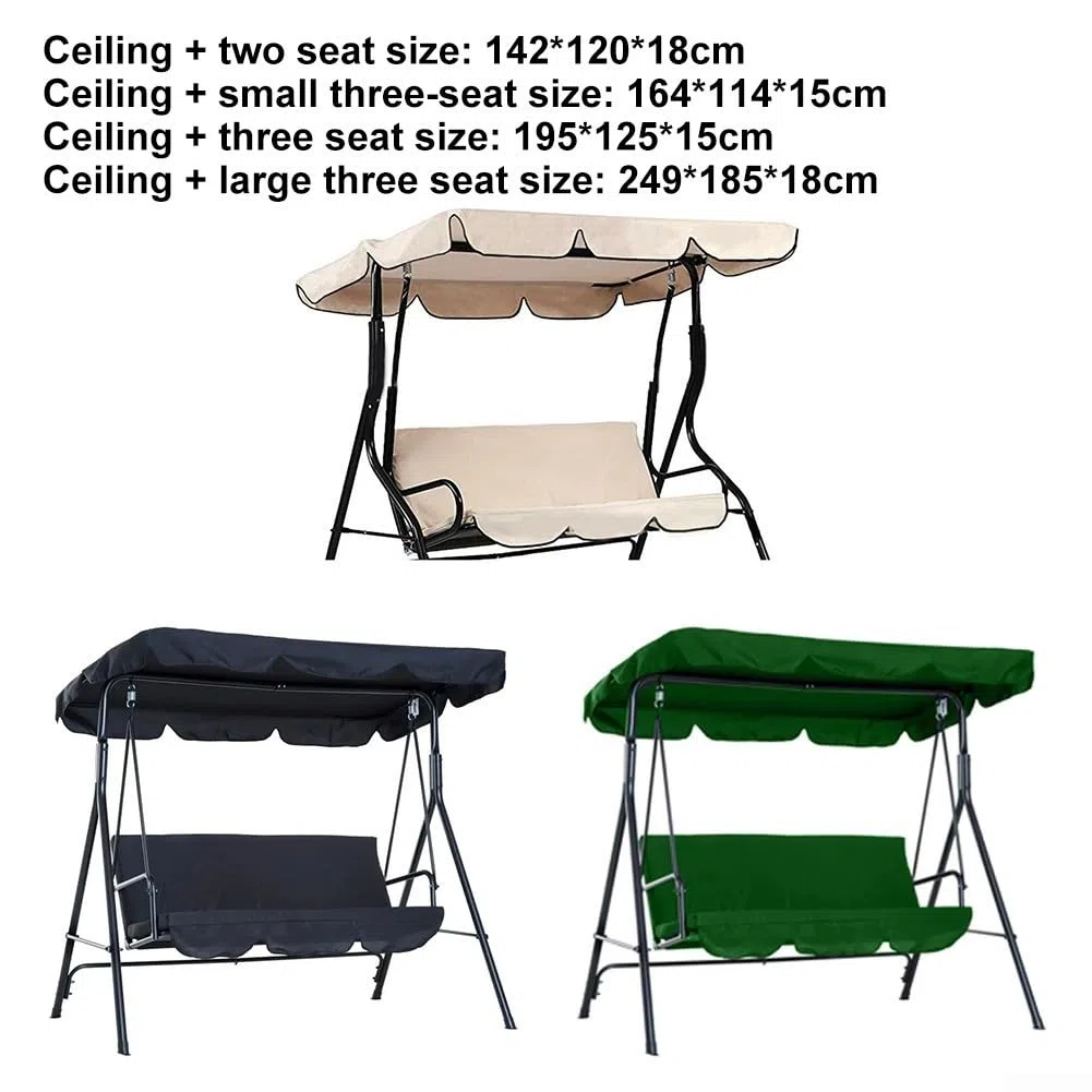Copertura per dondolo da esterno, tessuto Oxford 210D, impermeabile, di ricambio, per mobili da giardino e patio, protezione solare (tre posti, beige)