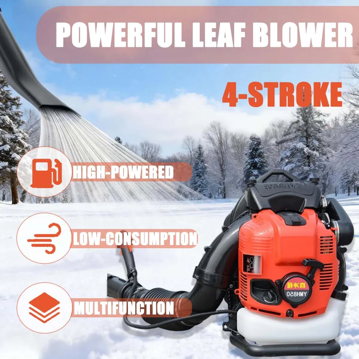 Soffiatore A Benzina 4 Tempi 1000cc A Zaino, Serbatoio Grande 2.0L, Silenzioso E Potente Soffiatore Foglie E Neve, Per Giardino, Viale, Pulizia Professionale Multi-Superficie(Blue)