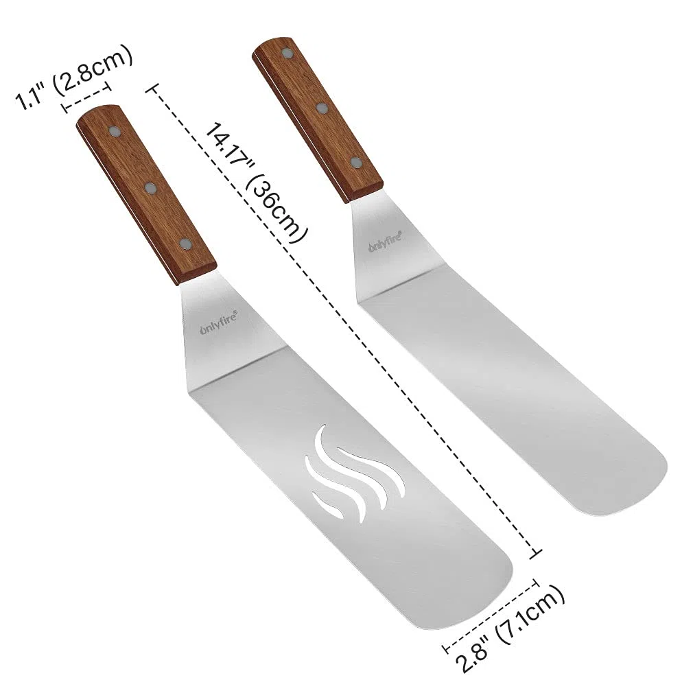 Onlyfire Set Barbecue 5 Pezzi Accessori per Grill Spatola Kit per Blackstone Grill, Camp chef flat-top Grill e altre Griglie