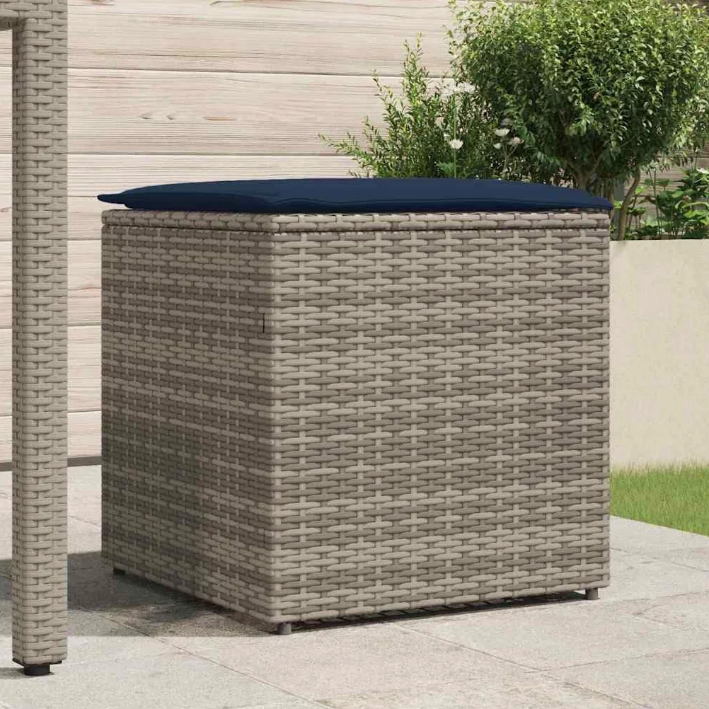 Scatola per cuscini in polyrattan, 50 x 50 cm, con spazio di archiviazione e stoccaggio per cuscini da giardino, spaziosa scatola per mobili da terrazza e accessori
