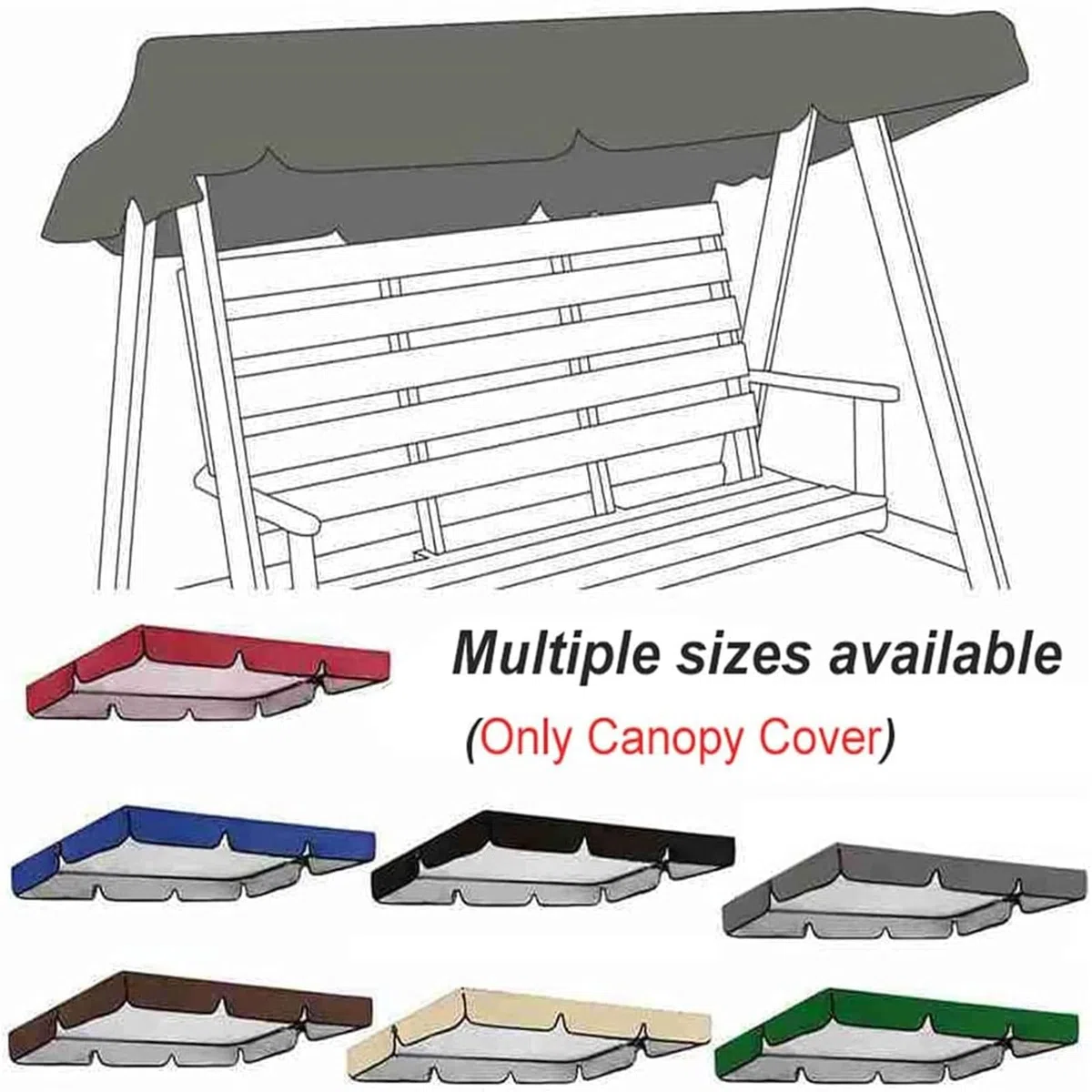 Set di coperture per dondolo da giardino, a 3 posti, impermeabile, antivento, anti-UV, resistente, a prova di strappo, copertura superiore per amaca da giardino (TYP-6,164 x 114 x 15 cm/150 x 50 x 10