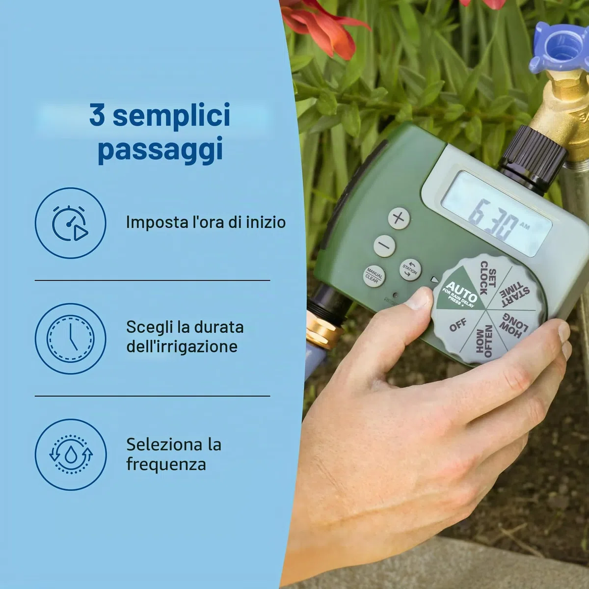 Orbit 58910 Timer programmabile per rubinetto, 2 uscite, verde