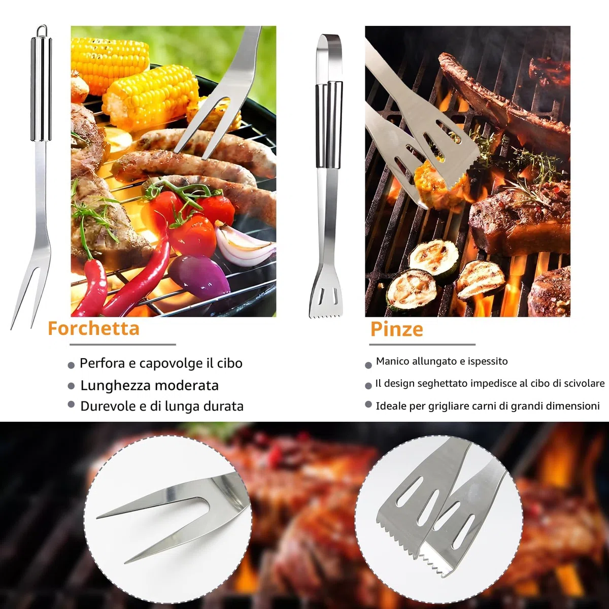 11Pcs Kit BBQ Accessori Barbecue Professionale In Acciaio Inox, Pratico Utensili Barbecue Attrezzi Con Borsa Portatile, Set Barbecue Accessori Regalo Uomo Cortile Campeggio All'aperto Cucina Picnic