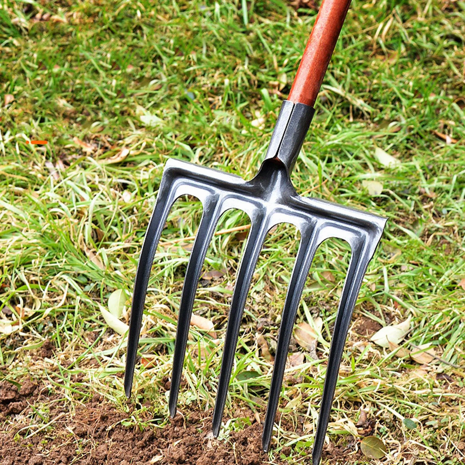 Forca da Scavo Forca da Scavo per Giardino in Acciaio Ad Alto Tenore di Carbonio, Forte Resistenza e Prevenzione della Rottura (5 denti)