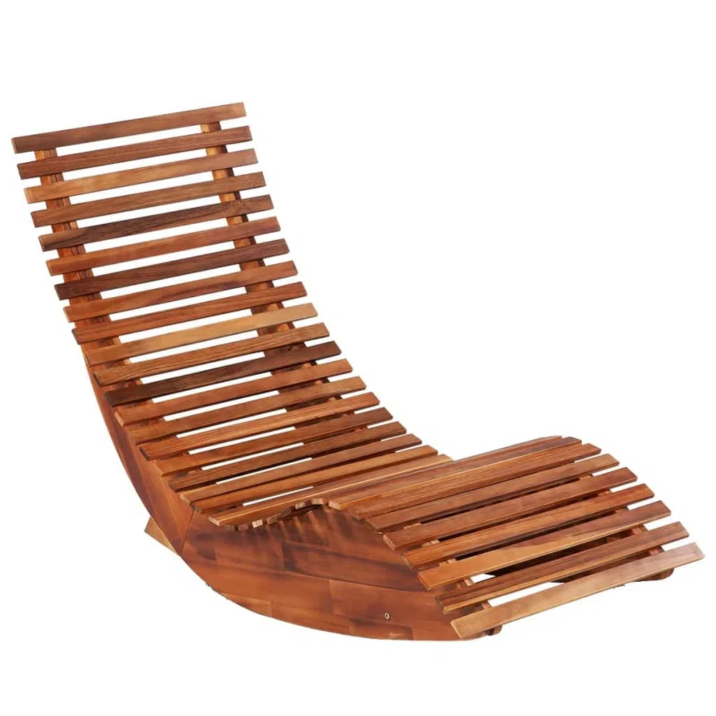 vidaXL 2X Sedie a Sdraio a Dondolo Stile Rustico Robusti Ergonomici Lettino Prendisole per Interni e Giardino Finitura ad Olio Legno di Acacia