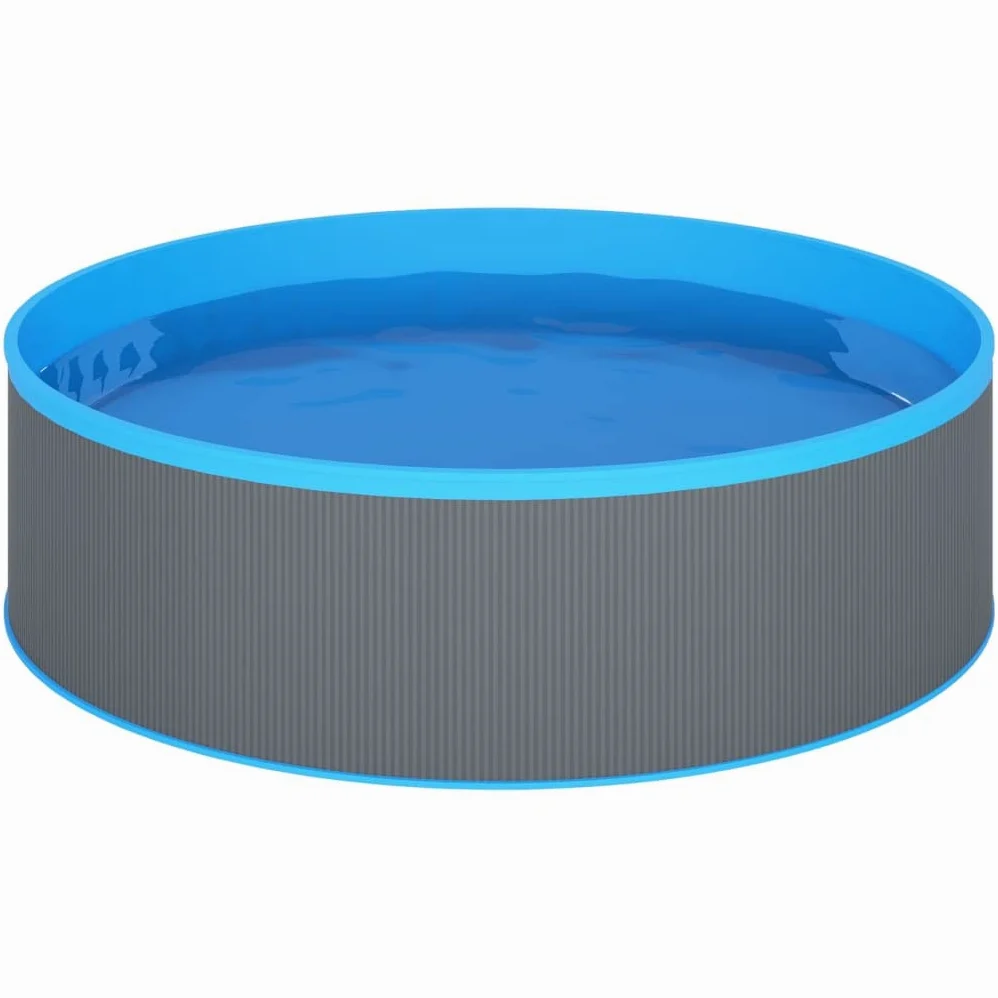 Piscina per bambini con skimmer sospeso e pompa, 350 x 90 cm, grigio, parete in acciaio con rivestimento in PVC, piscina fuori terra per piscina da giardino, pulizia e tempo libero, estate