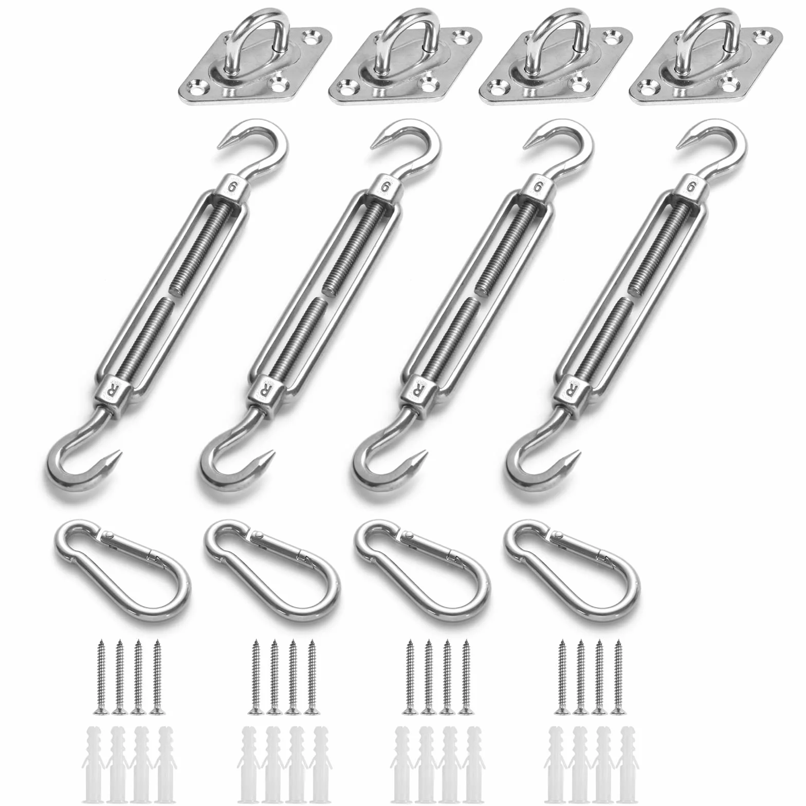 HOMPER M6 Kit di fissaggio per tenda da sole, Kit di fissaggio per parabrezza in acciaio inox resistente per parabrezza e triangolo, rettangolo, parasole Accessori per fissaggio a vela