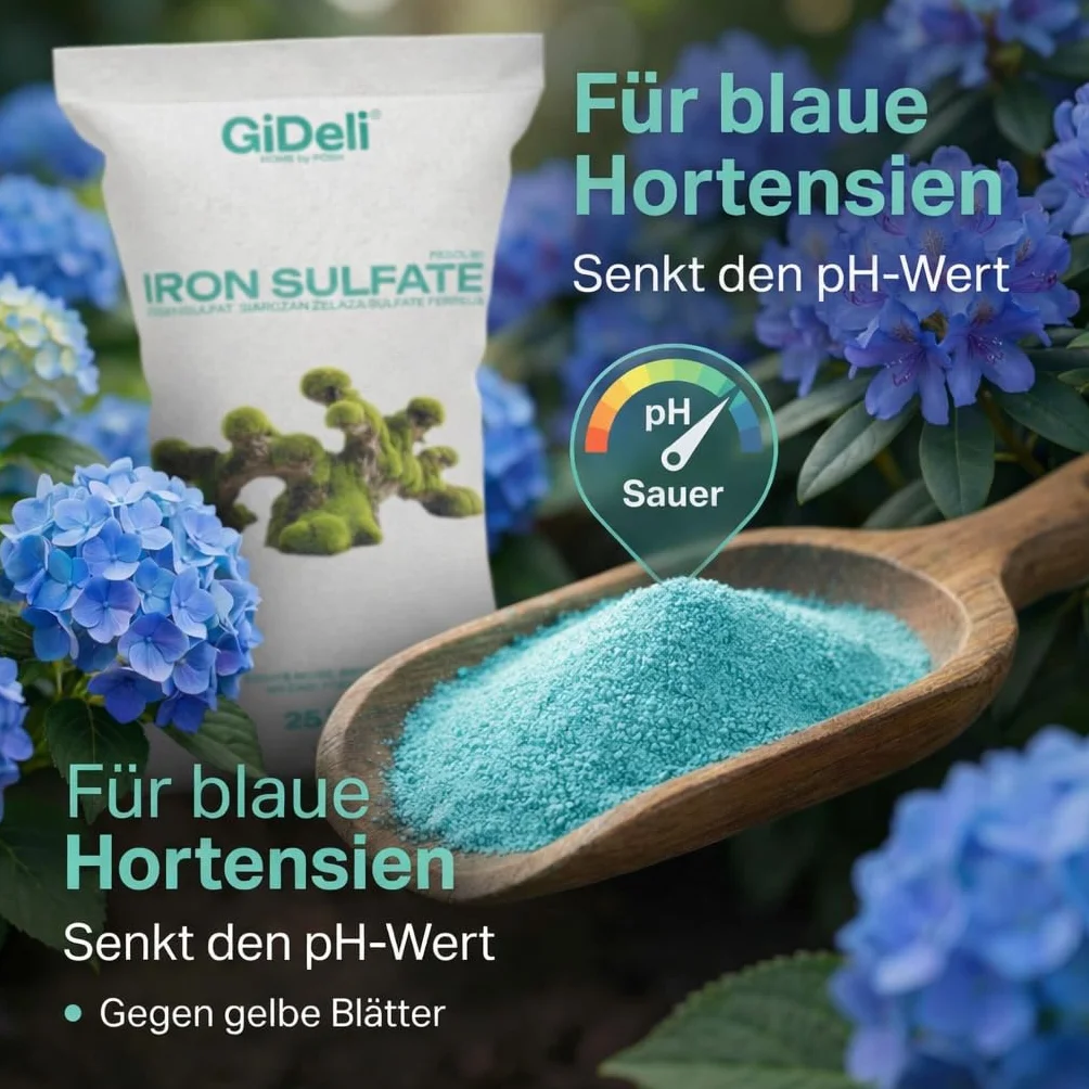GiDeli Solfato di ferro 5 kg eptahidrato ortensia fertilizzante per il giardino e l'agricoltura FeSO4