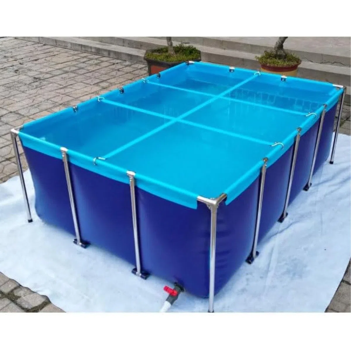Piscina da esterno con struttura in acciaio con finestra trasparente per laghetto per Koi e pesci, perfetta per giardino e patio, facile da installare, ideale per divertimento in famiglia