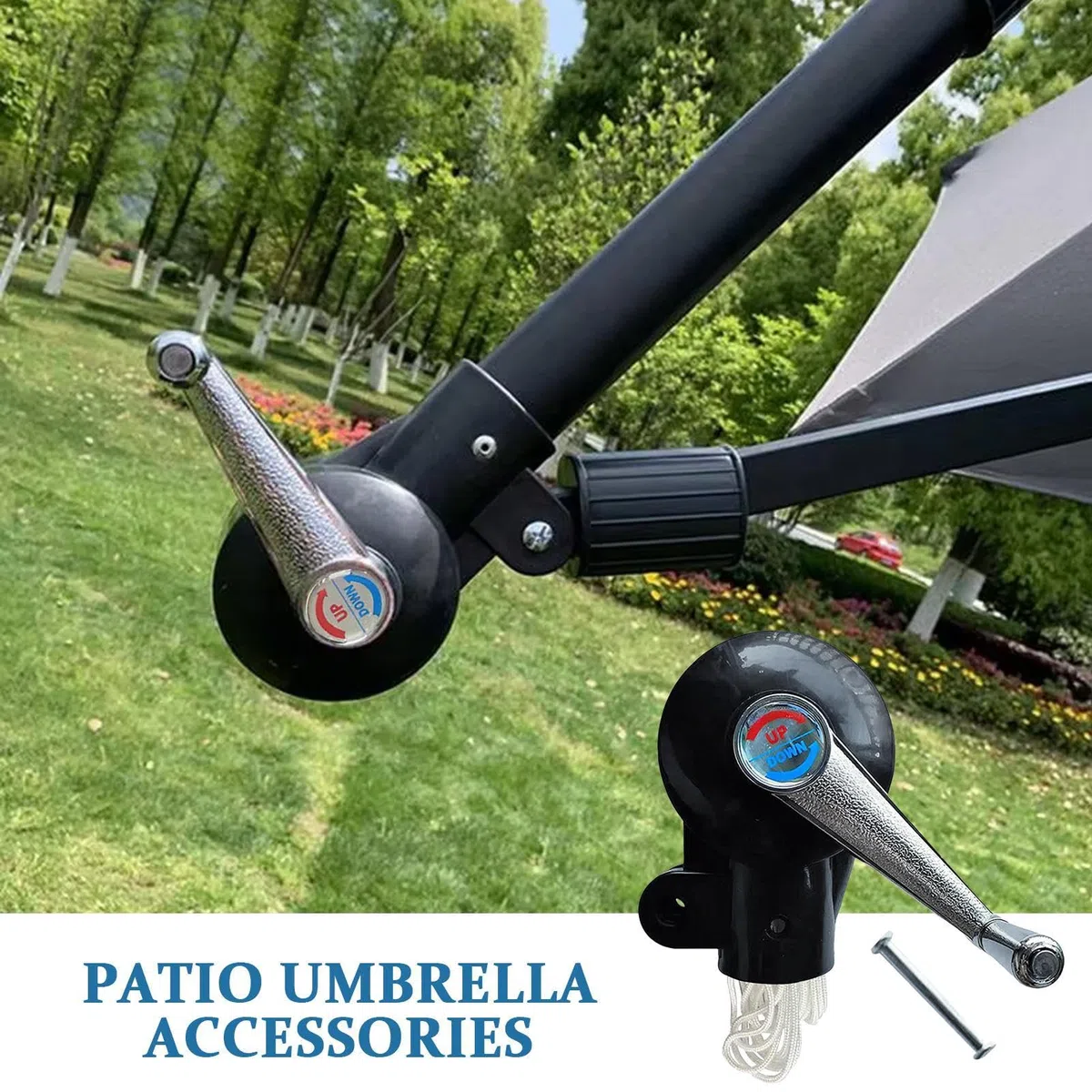 Generico Manovella Ricambio per Ombrellone da Giardino, Manovella Manuale per Ombrellone da Spiaggia con Cordino, per Ombrelloni da Picnic Spiaggia Giardino