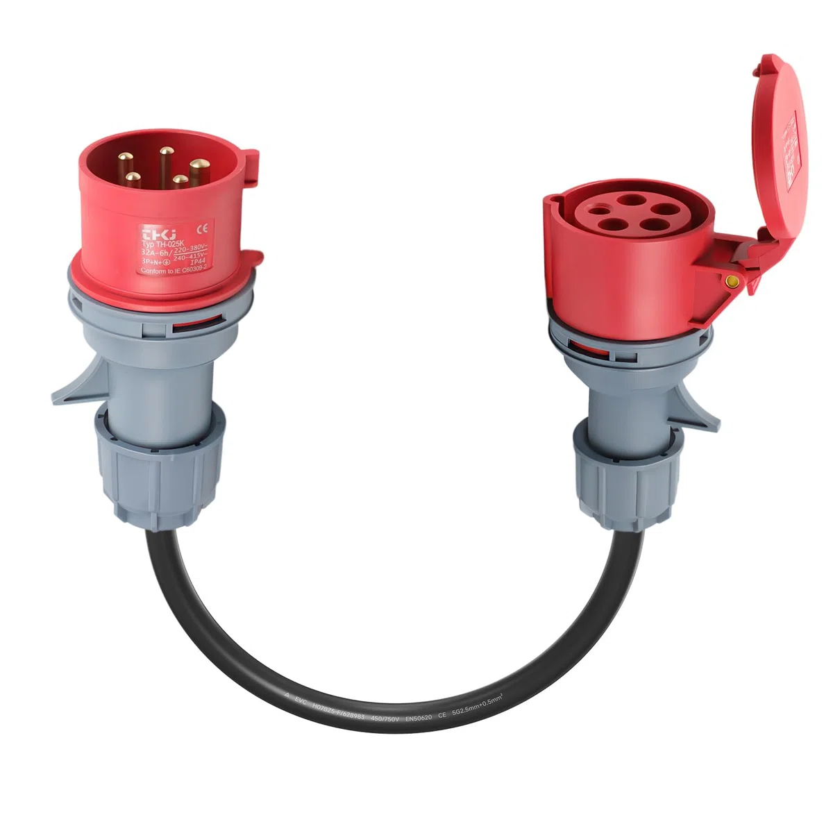 Adattatore CEE da 32 A a 16 A, con cavo da 0,5 m, protezione IP44, 5 x 2,5 mm², 400 V