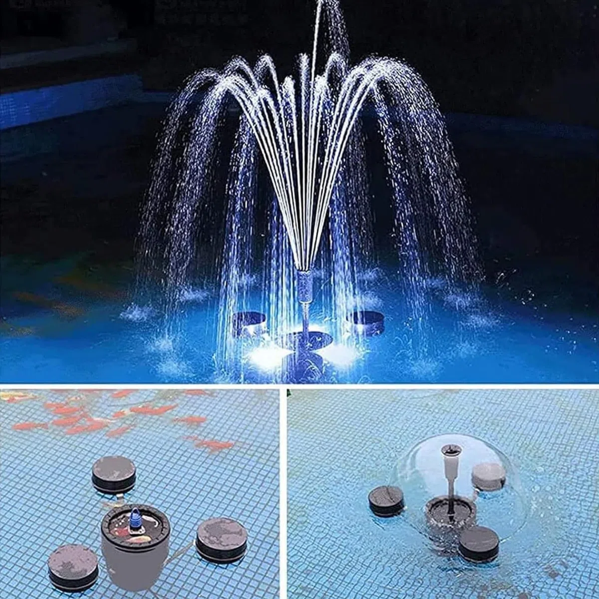 Skimmer per laghetti, collettore di foglie galleggianti e strumento di pulizia dei rifiuti, schiumatoio a ventosa con diverse modalità di fontana per una manutenzione efficiente del laghetto in
